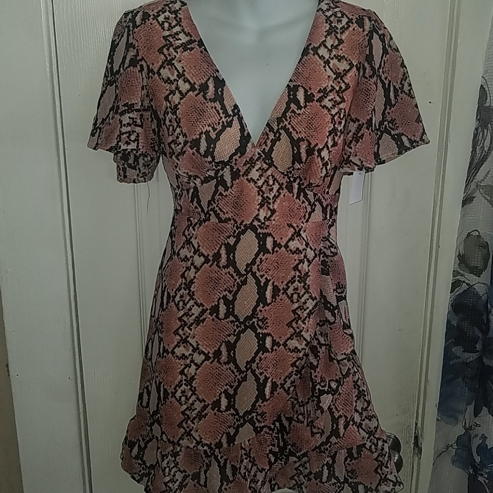 Snake skin ruffled dress